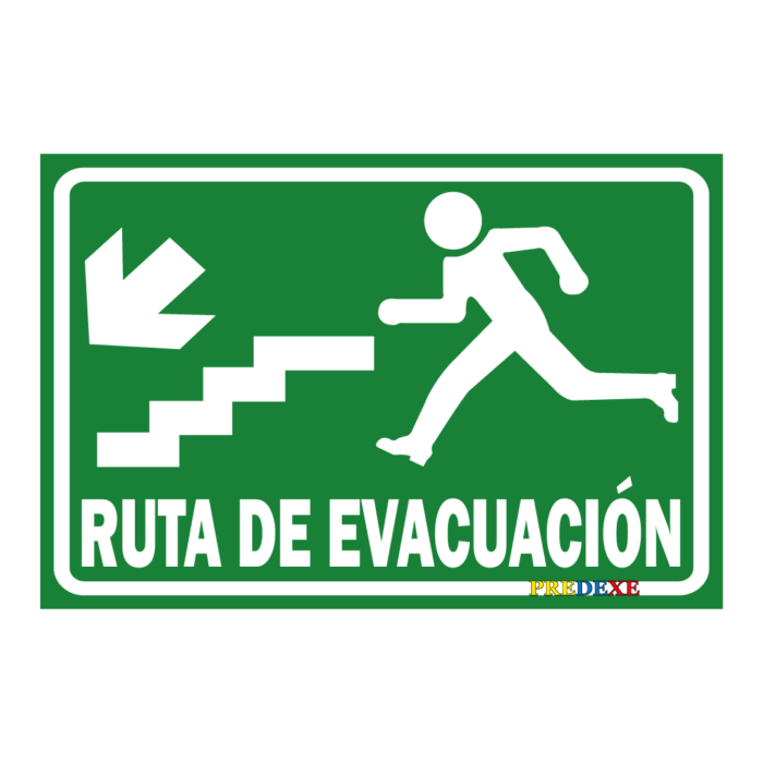 Ruta de evacuación bajando gradas izquierda